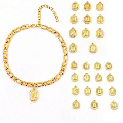 Diamond Square Brand 26 Letter Cuban Bracelet