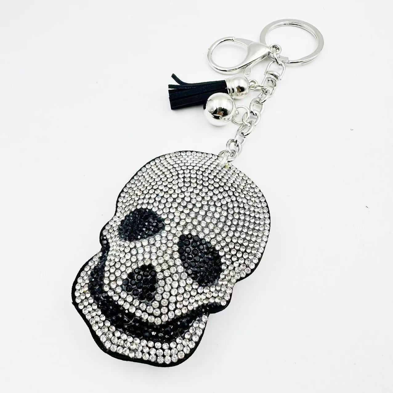 Diamond-studded and rhinestone-studded keychain