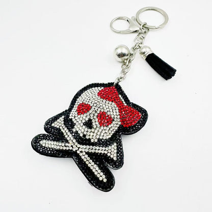 Diamond-studded and rhinestone-studded keychain