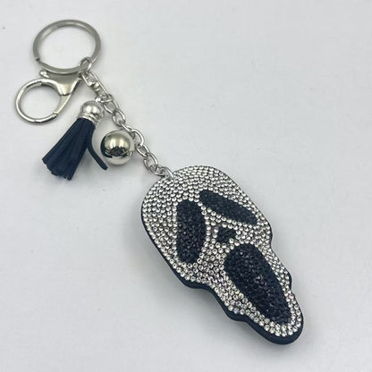 Diamond-studded and rhinestone-studded keychain