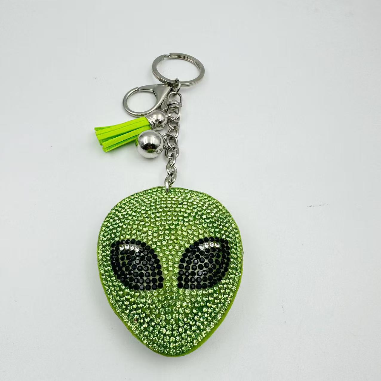 Diamond-studded and rhinestone-studded keychain