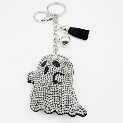 Diamond-studded and rhinestone-studded keychain