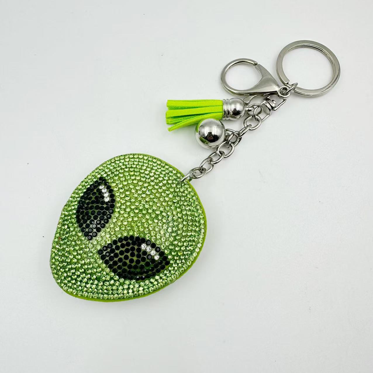 Diamond-studded and rhinestone-studded keychain