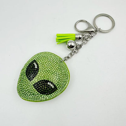 Diamond-studded and rhinestone-studded keychain