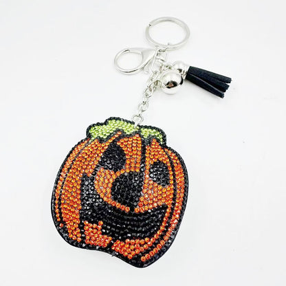 Diamond-studded and rhinestone-studded keychain
