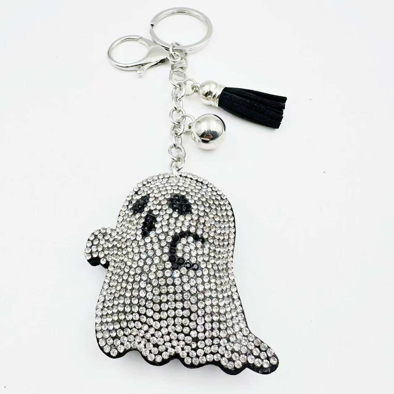 Diamond-studded and rhinestone-studded keychain