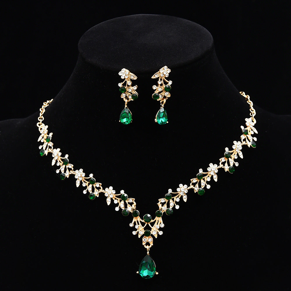 Diamond Water Drop Necklace and Earrings