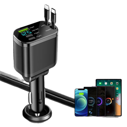 Digital Display Car Charger with Retractable Cable