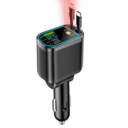 Digital Display Car Charger with Retractable Cable