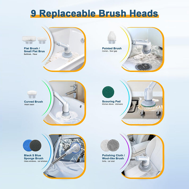 Digital Display Electric Cleaning Brush with Long Handle