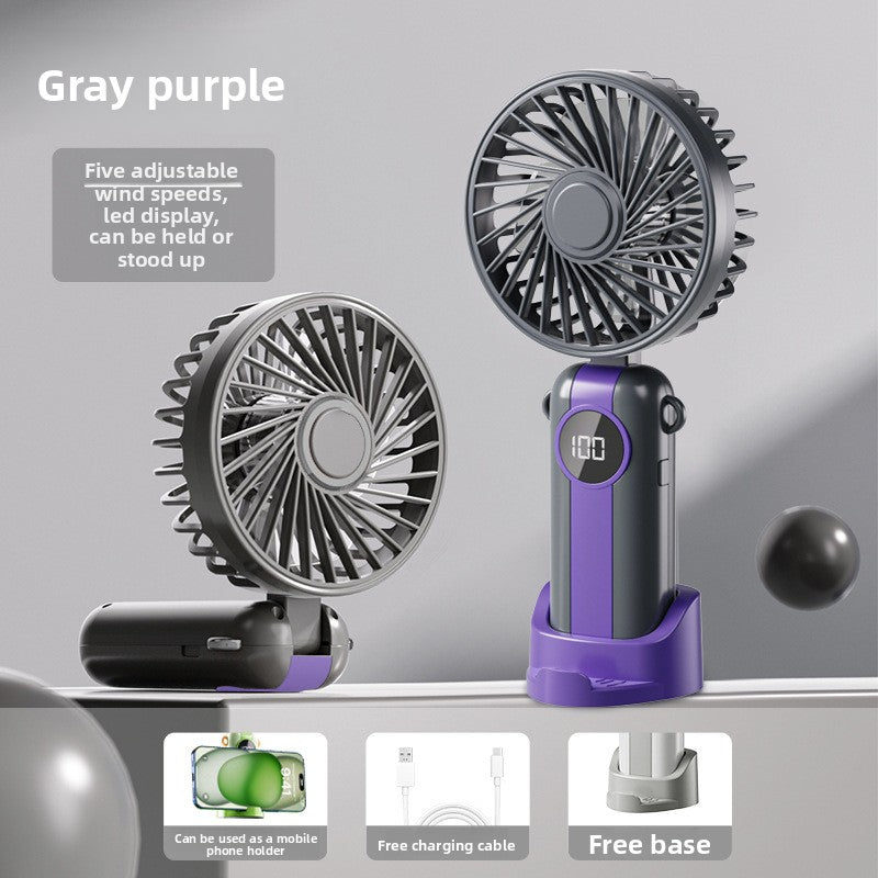 Digital display folding handheld small fan