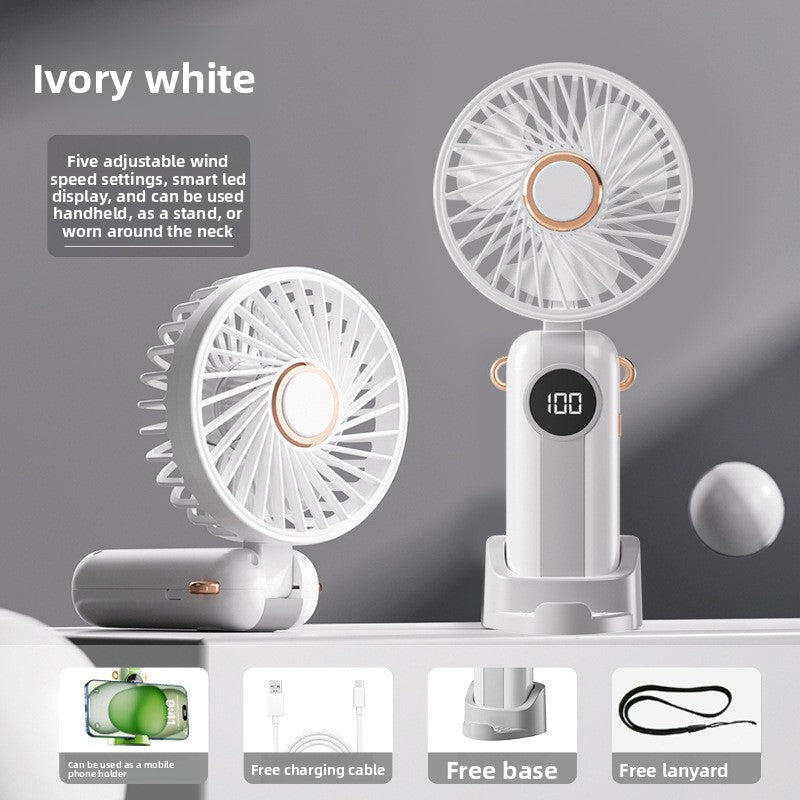 Digital display folding handheld small fan
