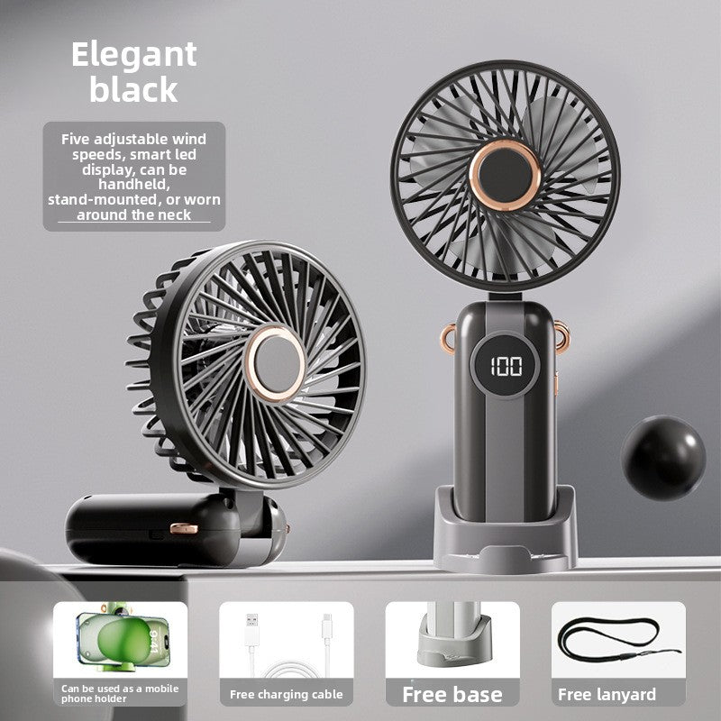 Digital display folding handheld small fan