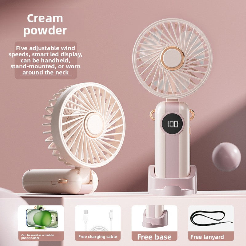 Digital display folding handheld small fan