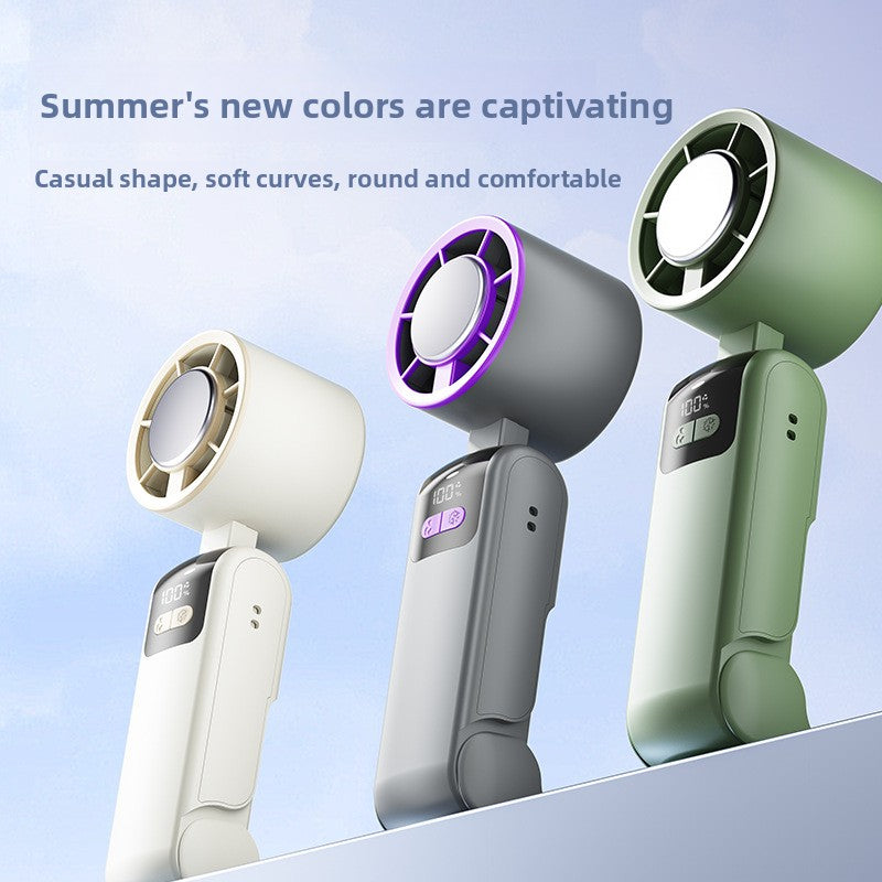 Digital Display Folding Mini Fan with Ice Cooling Function