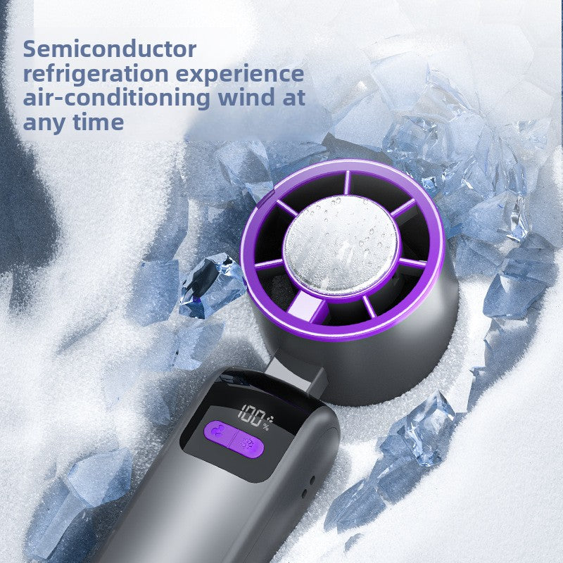 Digital Display Folding Mini Fan with Ice Cooling Function