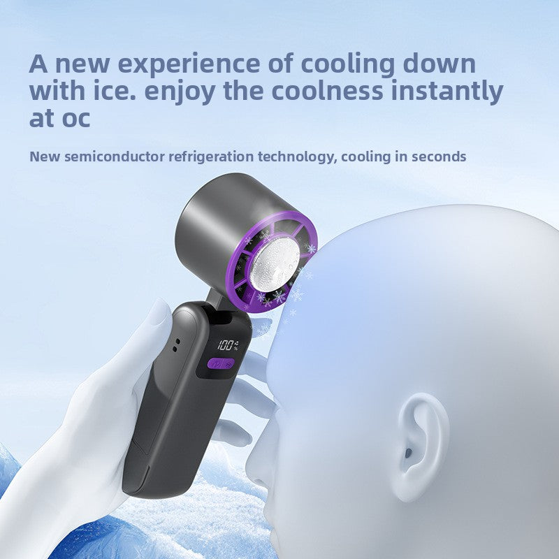 Digital Display Folding Mini Fan with Ice Cooling Function