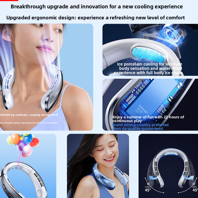 Digital Display Neck Fan with Stepless Speed Adjustment