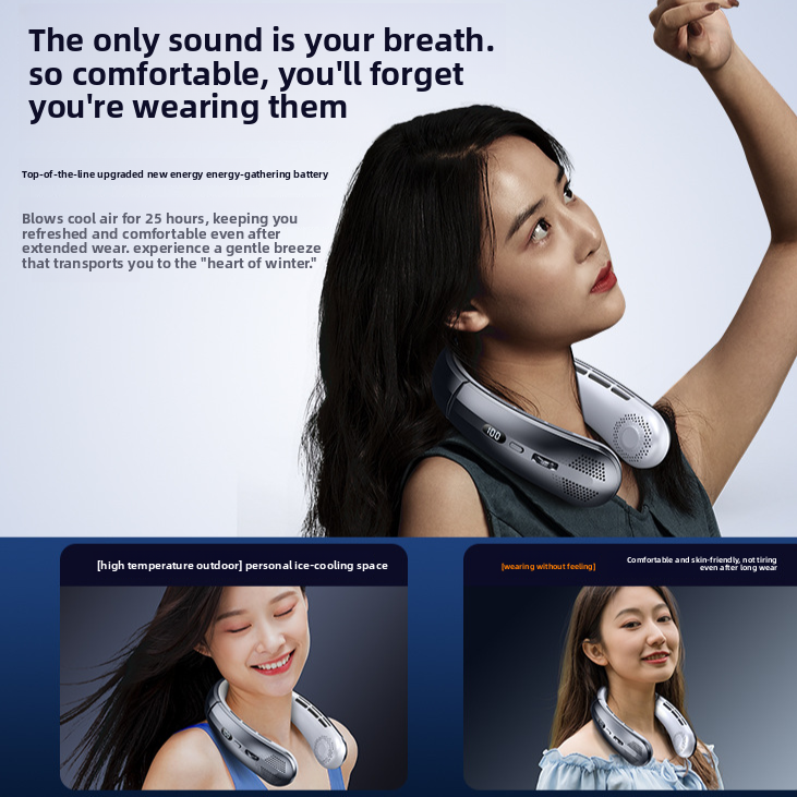 Digital Display Neck Fan with Stepless Speed Adjustment