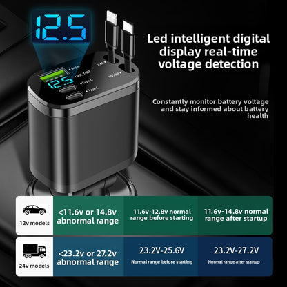 Digital Display Retractable Car Charger