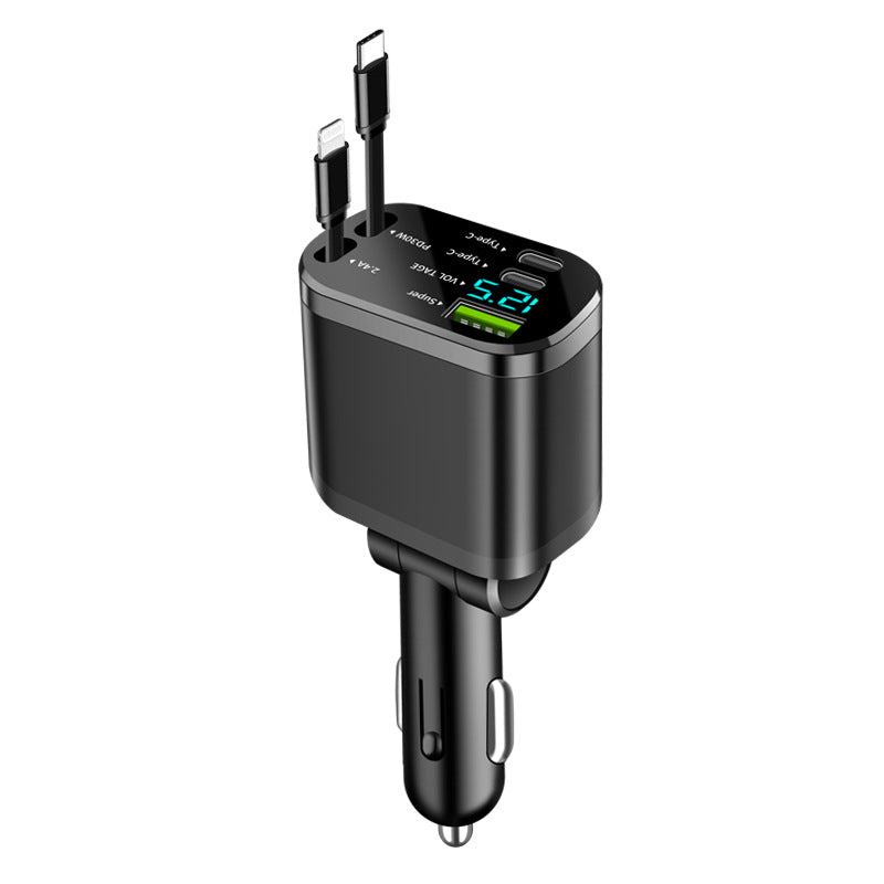 Digital Display Retractable Car Charger