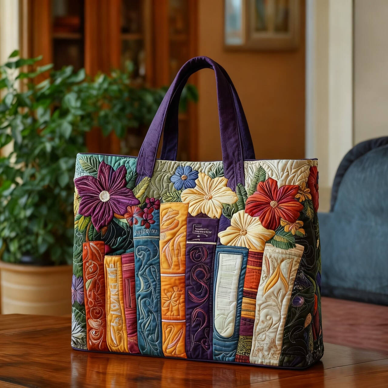 Digital Print Floral Canvas Tote Bag
