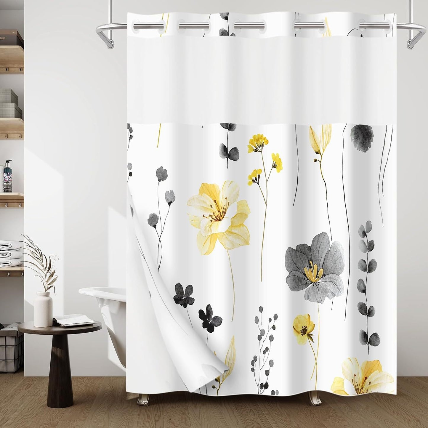 Digital Print Polyester Shower Curtain Double Layer Bathroom Partition