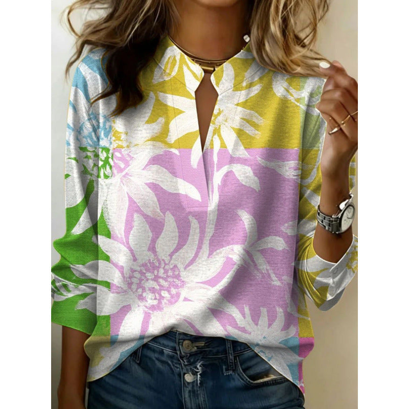 Digital Print Pullover Blouse
