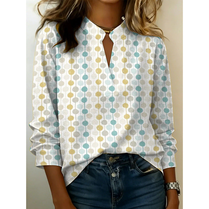 Digital Print Pullover Blouse