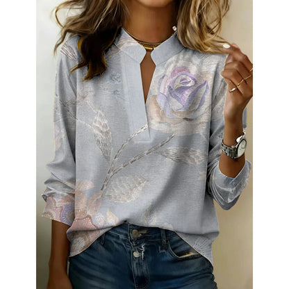 Digital Print Pullover Blouse