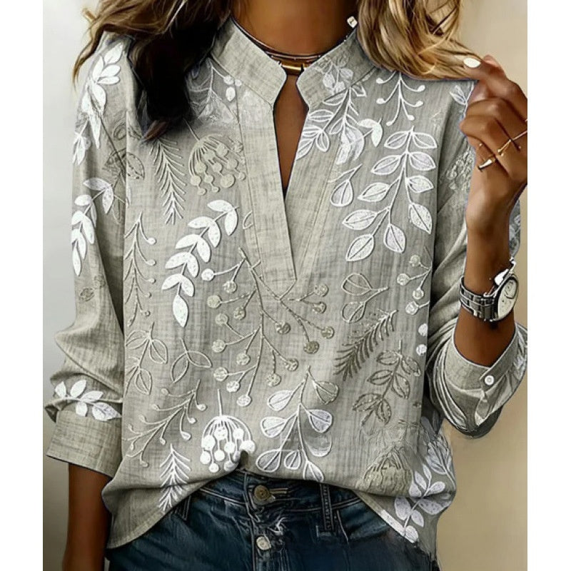 Digital Print Pullover Blouse