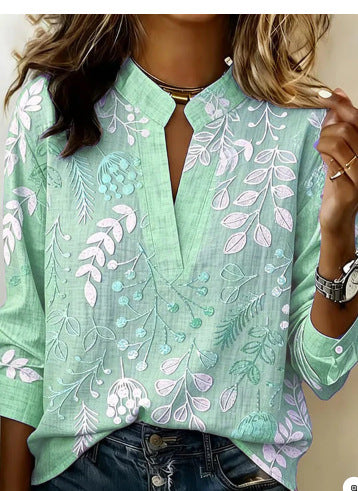 Digital Print Pullover Blouse