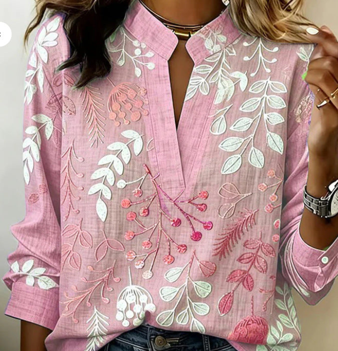Digital Print Pullover Blouse
