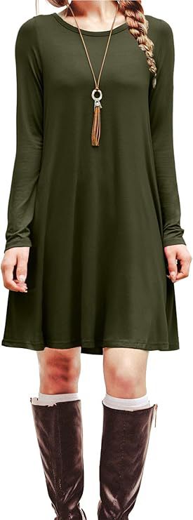 Digital Print Round Neck Long Sleeve Dress