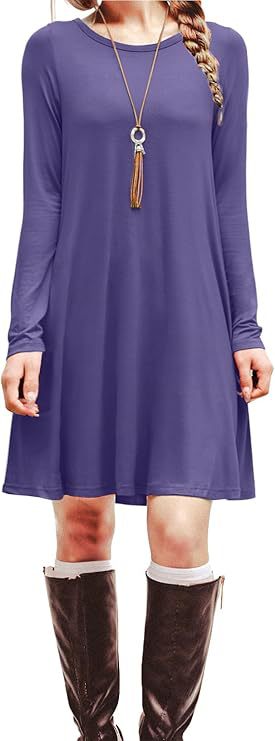 Digital Print Round Neck Long Sleeve Dress