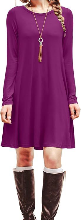 Digital Print Round Neck Long Sleeve Dress