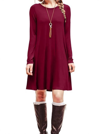 Digital Print Round Neck Long Sleeve Dress