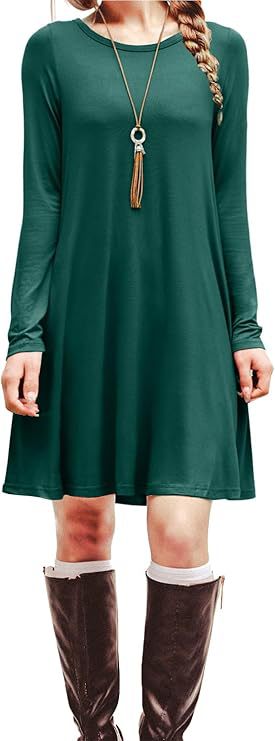 Digital Print Round Neck Long Sleeve Dress