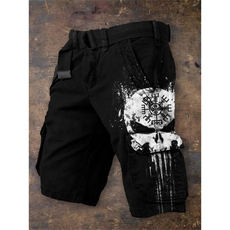 Digital Print Shorts with Zipper for Men