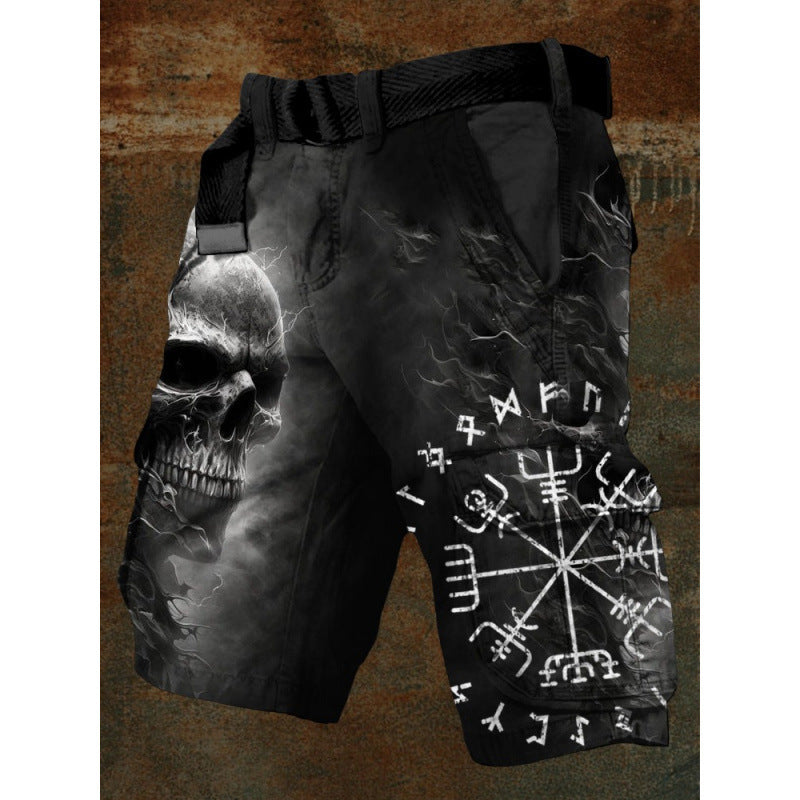 Digital Print Shorts with Zipper for Men