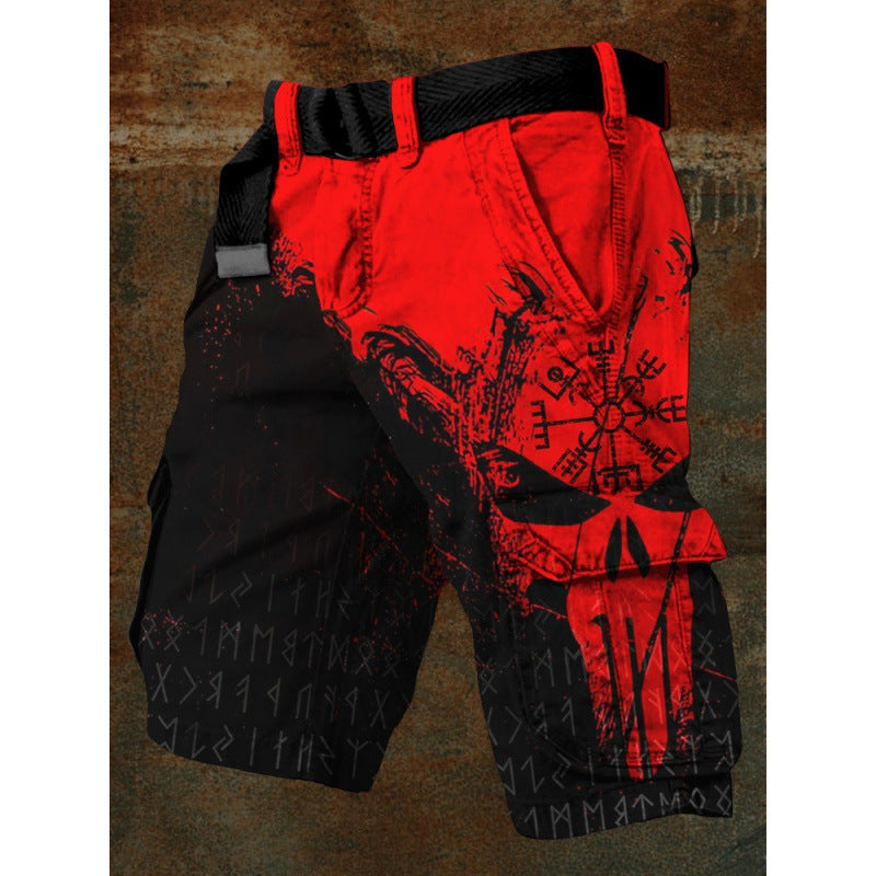 Digital Print Shorts with Zipper for Men