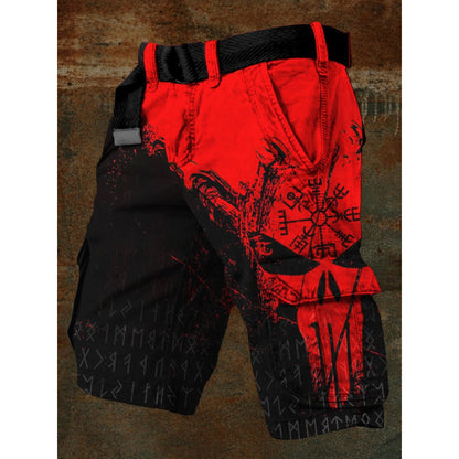 Digital Print Shorts with Zipper for Men