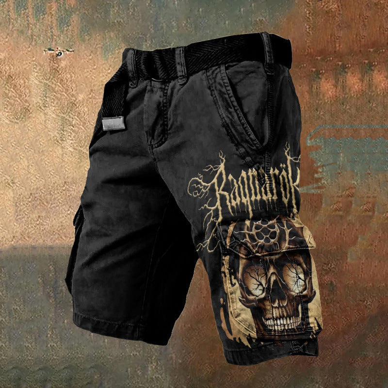 Digital Print Shorts with Zipper for Men