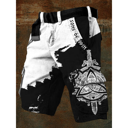 Digital Print Shorts with Zipper for Men