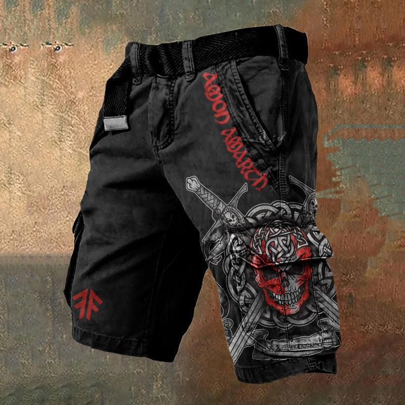 Digital Print Shorts with Zipper for Men