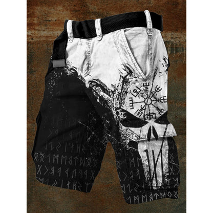 Digital Print Shorts with Zipper for Men