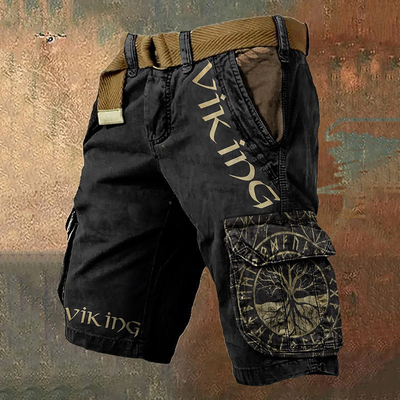 Digital Print Shorts with Zipper for Men
