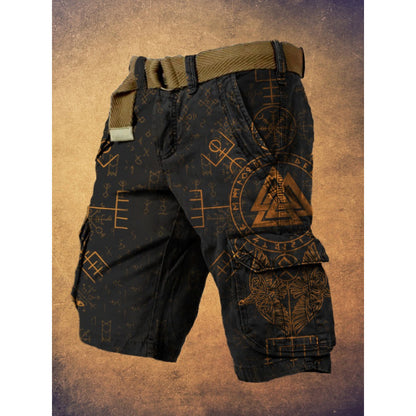 Digital Print Shorts with Zipper for Men