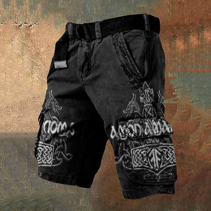 Digital Print Shorts with Zipper for Men