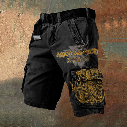 Digital Print Shorts with Zipper for Men